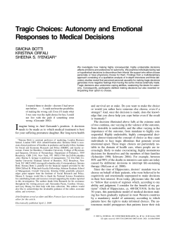 Tragic Choices: Autonomy and Emotional