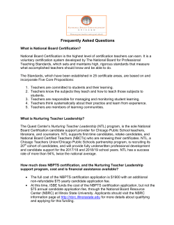 FAQ for National Board Certification/Nurturing Teacher Leadership