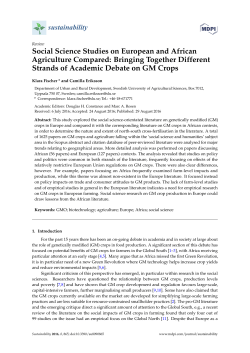 Social Science Studies on European and African Agriculture