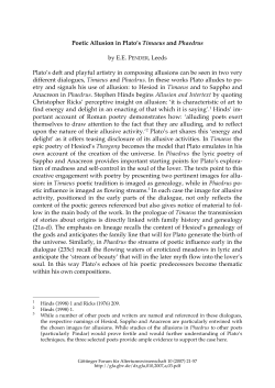 Poetic Allusion in Plato`s Timaeus and Phaedrus by E.E. PENDER