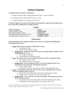 Sentence Fragments - Motlow State Community College