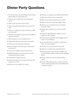 Dinner Party Questions - Be the Change Consulting