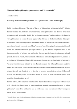 Notes on Italian philosophy, peer