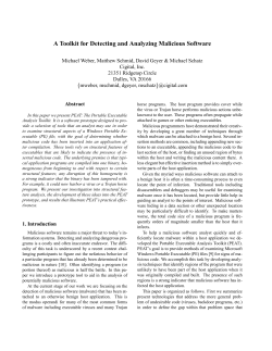 A Toolkit for Detecting and Analyzing Malicious Software