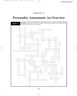 Personality Assessment: An Overview