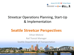 Streetcar Operations Planning, Start-Up and Implementation