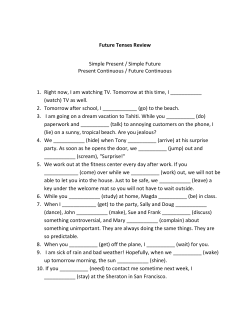 Future Tenses Review Simple Present / Simple Future Present