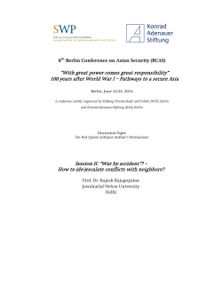 The Prospects for Conflict, Escalation and War in Asia