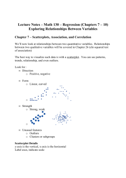 Lecture Notes &ndash; Math 130 &ndash; Regression (Chapters 7 &ndash; 10) Exploring