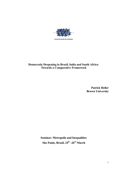 Democratic Deepening in Brazil, India and South Africa - fflch-usp