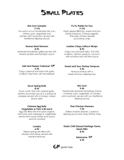 Dim Sum Sampler 17.95 Pu Pu Platter for Two 17.95