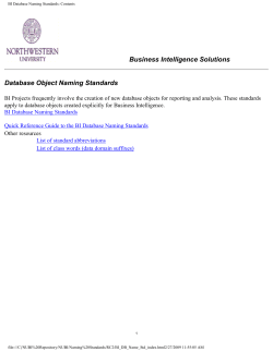 BI Database Naming Standards: Contents