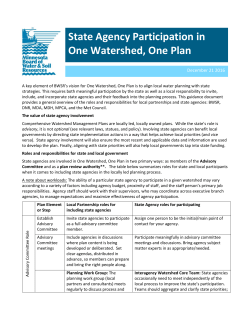 State Agency Participant in One Watershed One Plan