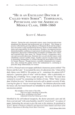 middle class, 1800-1860 - Alcohol and Drugs History Society