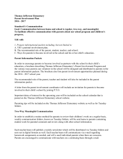 Thomas Jefferson Elementary Parent Involvement Plan