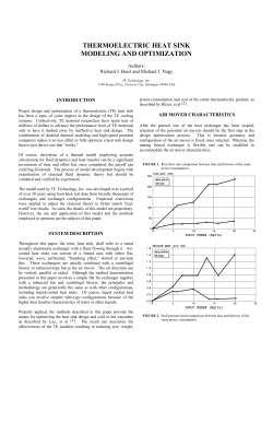THERMOELECTRIC HEAT SINK MODELING AND OPTIMIZATION
