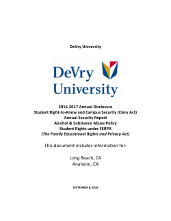 This document includes information for: Long Beach, CA Anaheim, CA