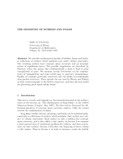 THE GEOMETRY OF BUBBLES AND FOAMS 1. Introduction