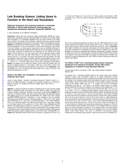 Late Breaking Science: Linking Genes to Function in