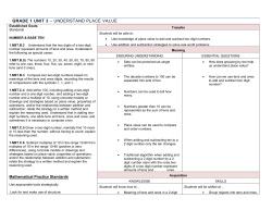GRADE 1 UNIT 3 – UNDERSTAND PLACE VALUE