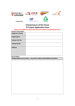 Entrepreneurs of the Future FE Project Application Form