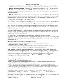 Related Rates Problems Sample Practice Problems for