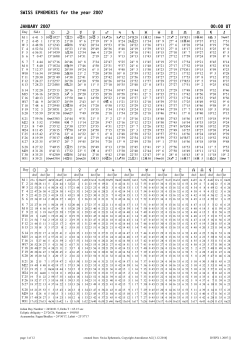 SWISS EPHEMERIS for the year 2007 JANUARY 2007