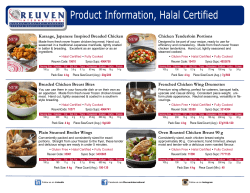Product Information Piece Halal Certified Only with Reuven/Sysco