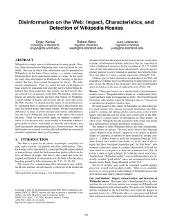 Impact, Characteristics, and Detection of Wikipedia Hoaxes