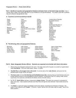 Geography Study Guide (Africa) Use any current world atlas and be