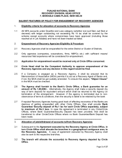 Salient features of policies of Recovery Agencies, Resolution Agents