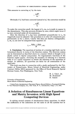 A Solution of Simultaneous Linear Equations