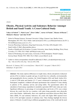 Obesity, Physical Activity and Sedentary Behavior Amongst British