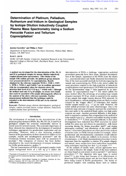 Determination of Platinum, Palladium, Ruthenium and Iridium in