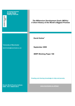 The Millennium Development Goals (MDGs): A Short History of the