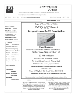 Fall Kick-Off Brunch - League of Women Voters of Whittier