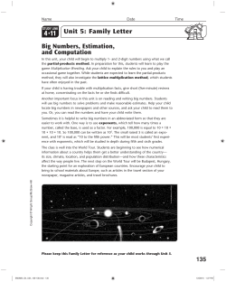 Big Numbers, Estimation, and Computation 4 11 Unit 5: Family Letter