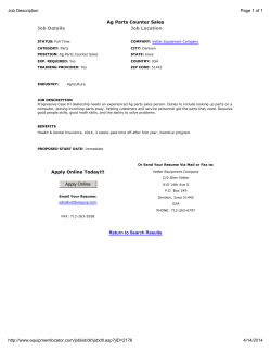 Ag Parts Counter Sales Job Details Job Location