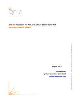 Service Recovery: It`s Not Just A Fruit Basket Band