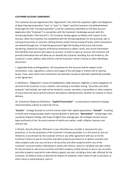 CUSTOMER ACCOUNT AGREEMENT This Customer Account