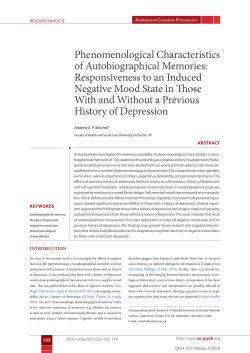 Phenomenological Characteristics of Autobiographical Memories