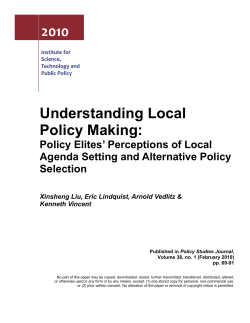 Understanding Local Policy Making: Policy Elites` Perceptions of