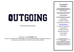 Pre-Travel and Travel Policies Your Important Information
