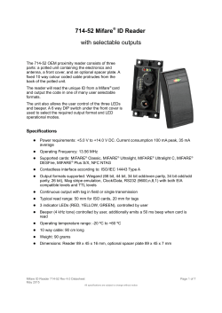 Mifare ID Reader 714-52 Rev 4.0 Datasheet