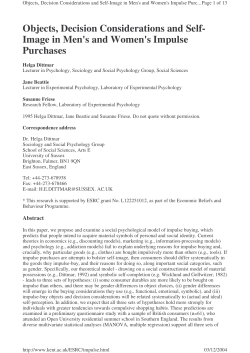Objects, Decision Considerations and Self