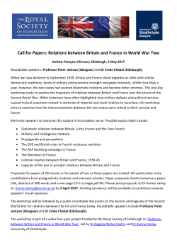 Call for Papers: Relations between Britain and France in World War