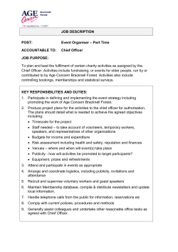 JOB DESCRIPTION POST: Event Organiser &ndash; Part Time