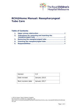 Nasopharyngeal Tube Care - The Royal Children`s Hospital