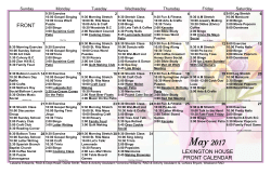 May 2017 Memory Care Calendar