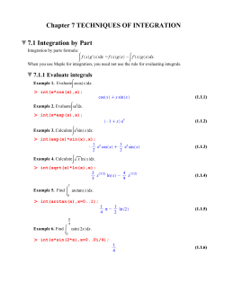 Chapter 7 TECHNIQUES OF INTEGRATION 7.1